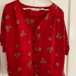Red floral top